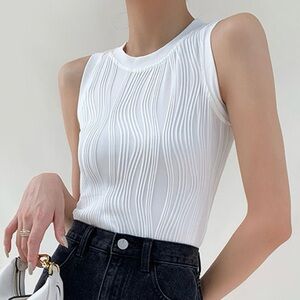 Textured White Tank Top